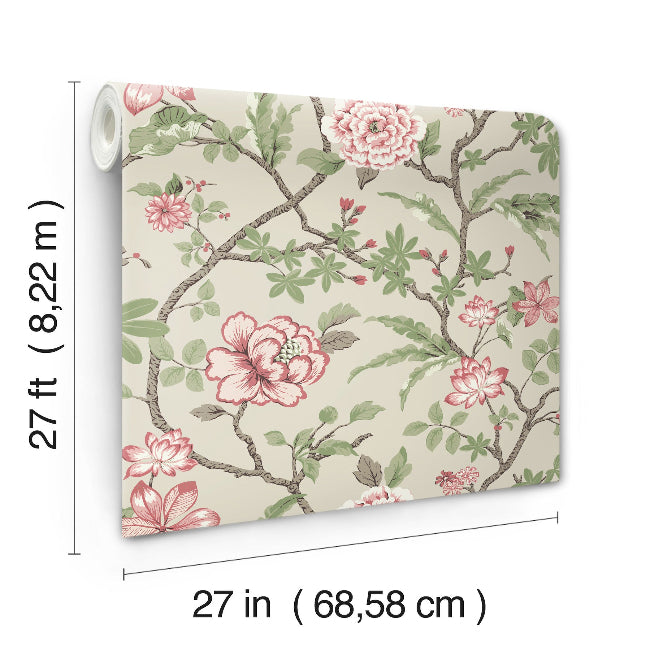 Courtyard Botanical Wallpaper- Pink
