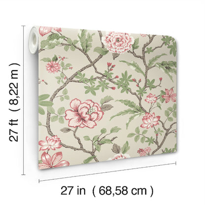 Courtyard Botanical Wallpaper- Pink