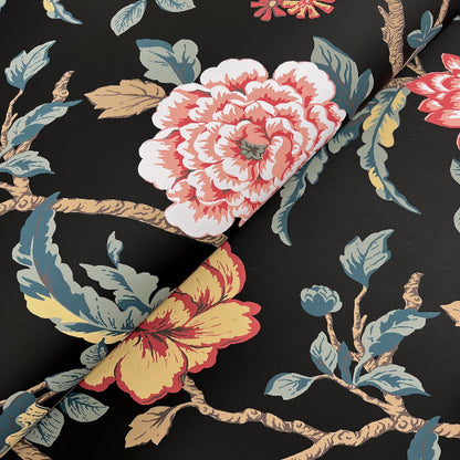 Courtyard Botanical Wallpaper- Scarlet