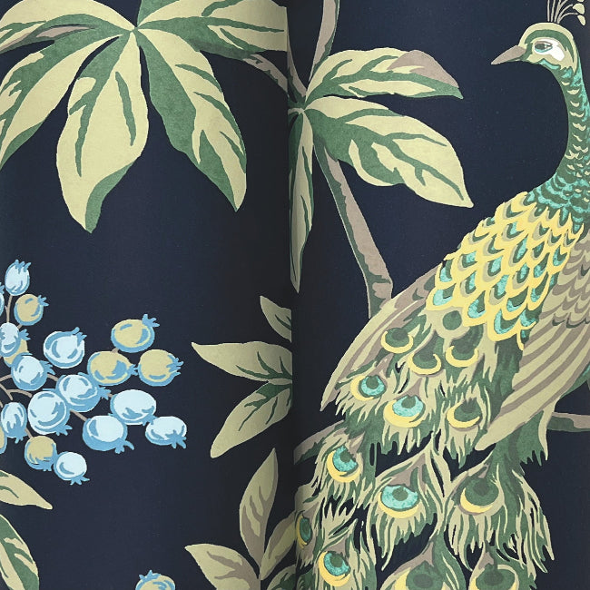 Peacock Estate Wallpaper- Navy