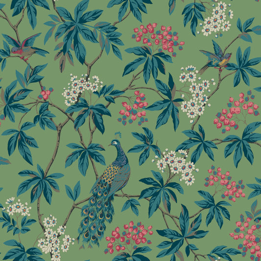 Peacock Estate Wallpaper- Green