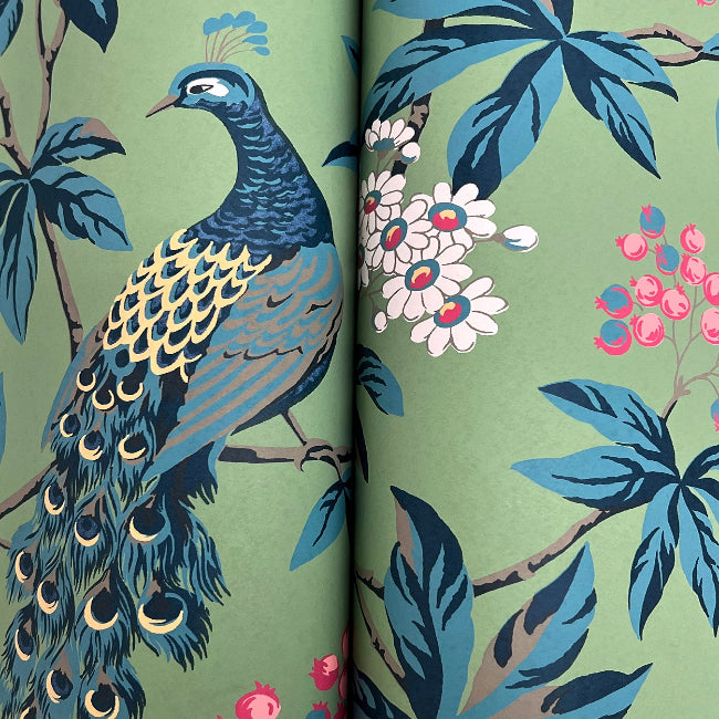 Peacock Estate Wallpaper- Green