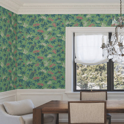 Peacock Estate Wallpaper- Green