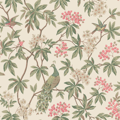 Peacock Estate Wallpaper- Cream