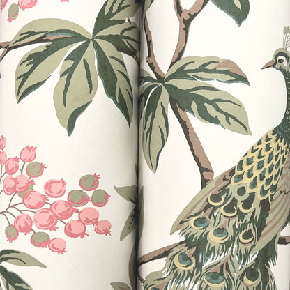 Peacock Estate Wallpaper- Cream