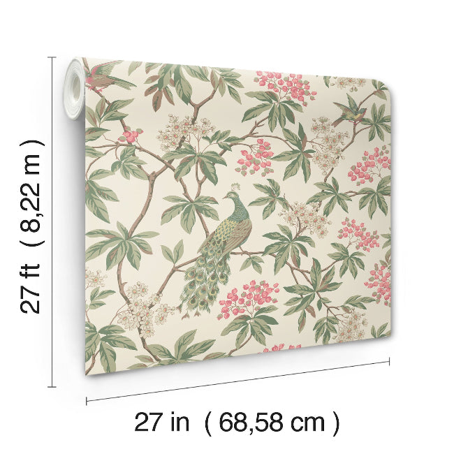 Peacock Estate Wallpaper- Cream