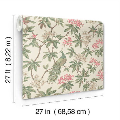 Peacock Estate Wallpaper- Cream
