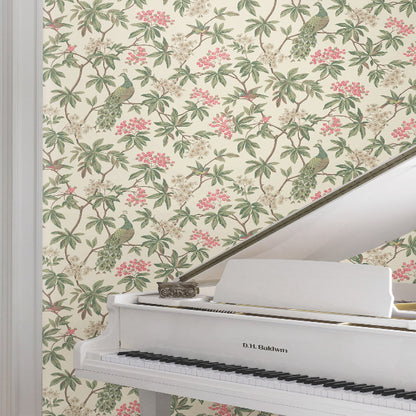 Peacock Estate Wallpaper- Cream