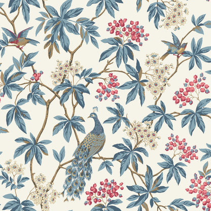 Peacock Estate Wallpaper- White