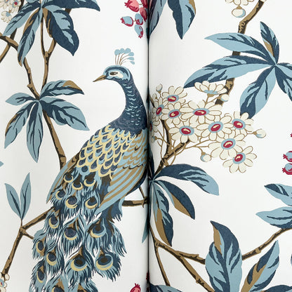 Peacock Estate Wallpaper- White