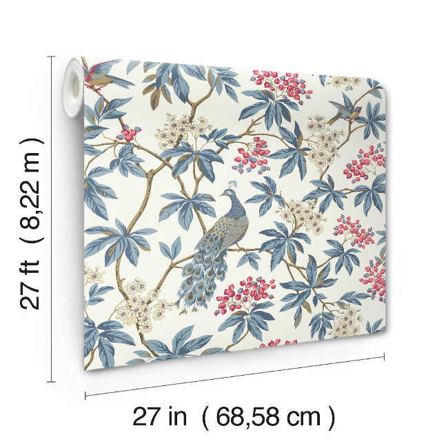 Peacock Estate Wallpaper- White