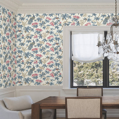 Peacock Estate Wallpaper- White