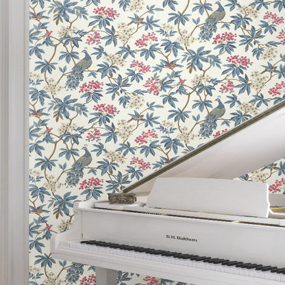 Peacock Estate Wallpaper- White