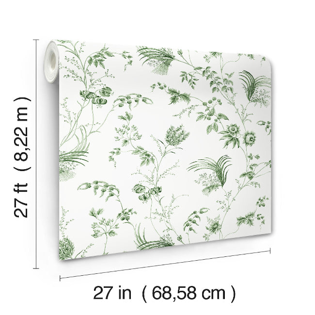 Floral Lace Wallpaper- Green