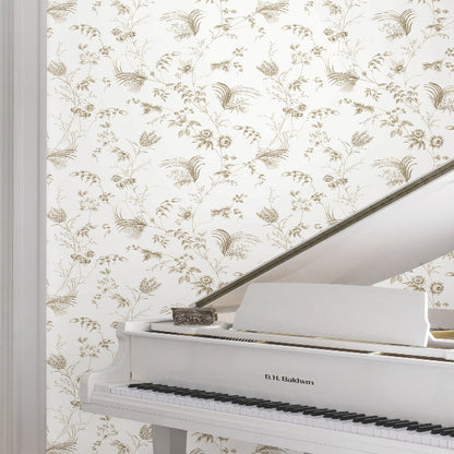Floral Lace Wallpaper- Taupe