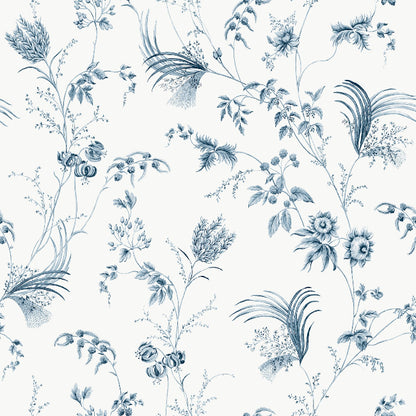 Floral Lace Wallpaper- Navy