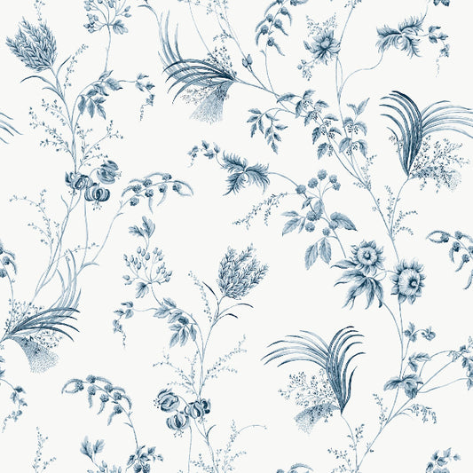 Floral Lace Wallpaper- Navy