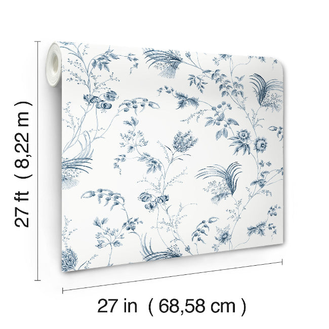 Floral Lace Wallpaper- Navy