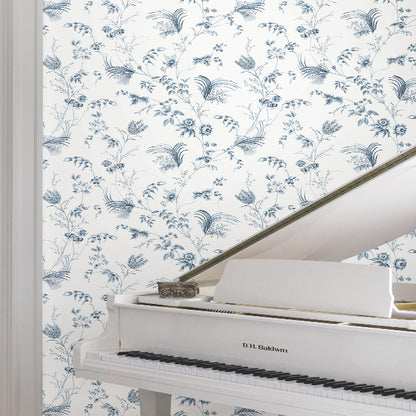 Floral Lace Wallpaper- Navy