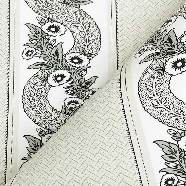 Abbey's Garland Wallpaper- Black & White