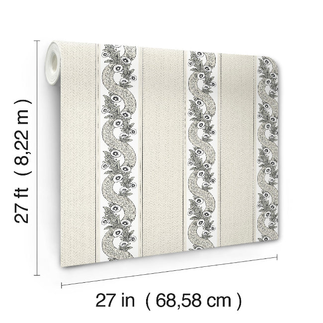 Abbey's Garland Wallpaper- Black & White