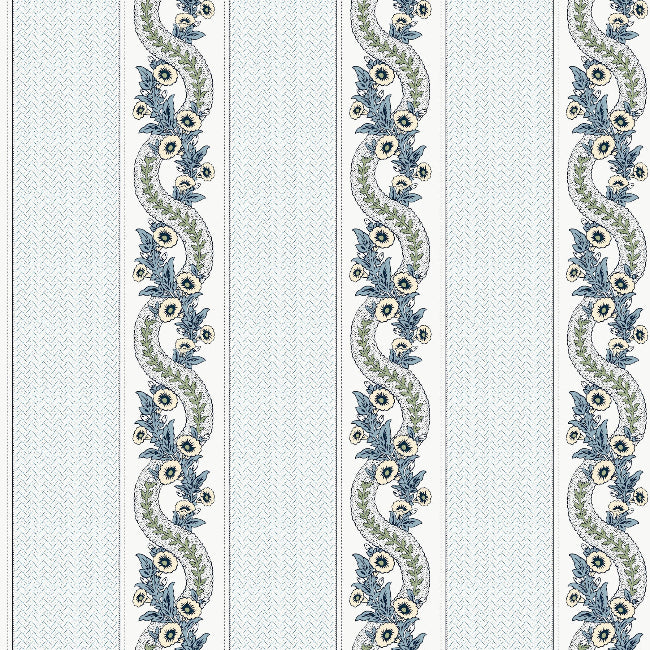 Abbey's Garland Wallpaper- Aqua