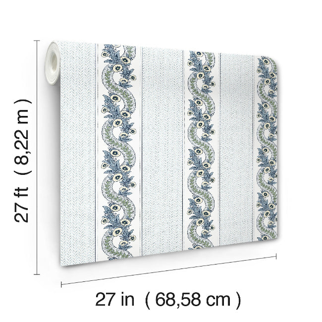 Abbey's Garland Wallpaper- Aqua