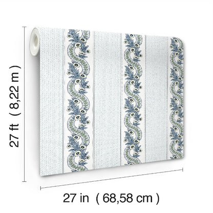 Abbey's Garland Wallpaper- Aqua