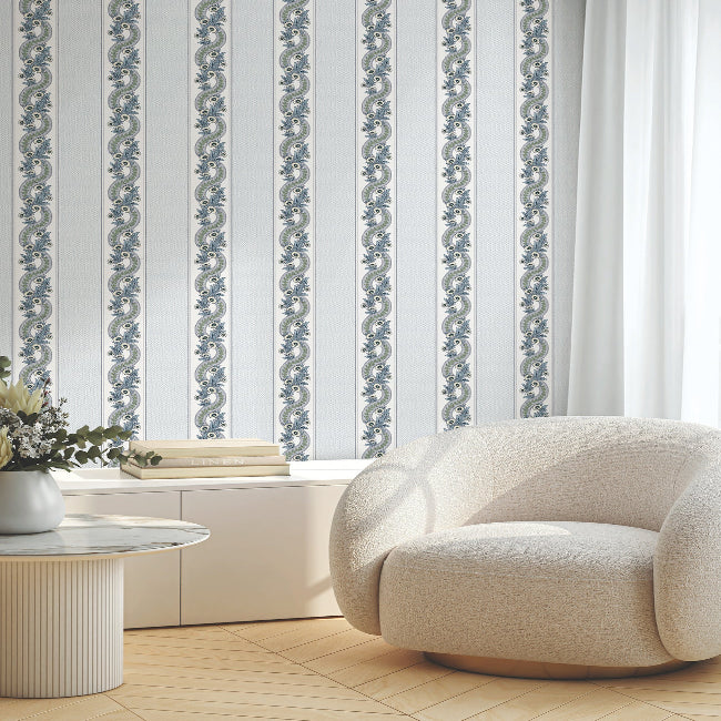 Abbey's Garland Wallpaper- Aqua