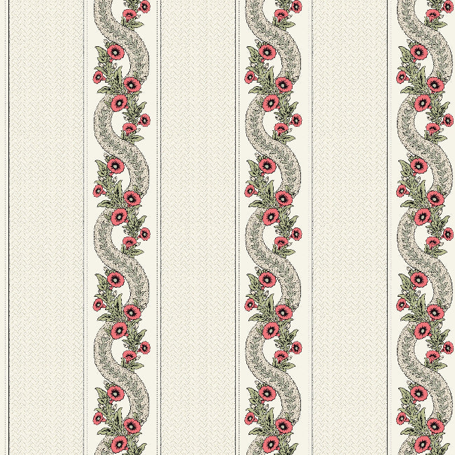 Abbey's Garland Wallpaper- Red & Green