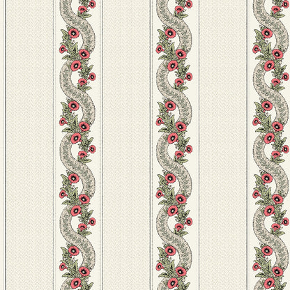 Abbey's Garland Wallpaper- Red & Green
