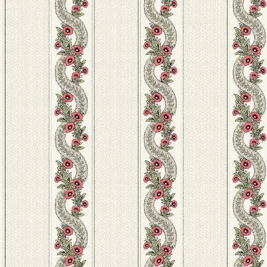 Abbey's Garland Wallpaper- Red & Green