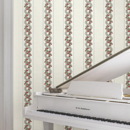 Abbey's Garland Wallpaper- Red & Green