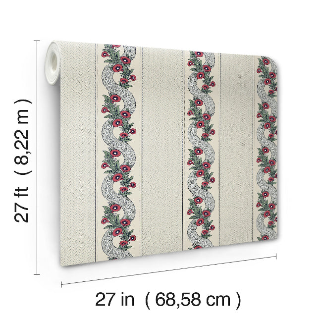 Abbey's Garland Wallpaper- Ruby