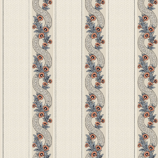 Abbey's Garland Wallpaper- Coral