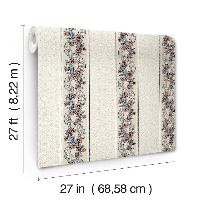 Abbey's Garland Wallpaper- Coral