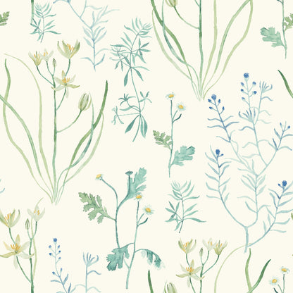 Alpine Botanical Wallpaper- Blue