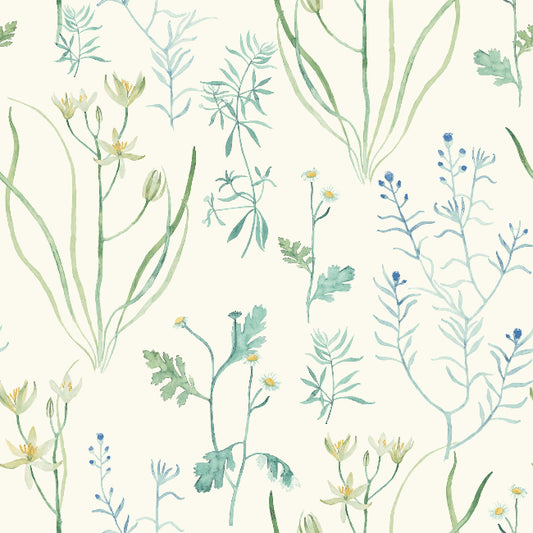 Alpine Botanical Wallpaper- Blue