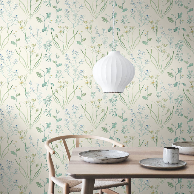 Alpine Botanical Wallpaper- Blue