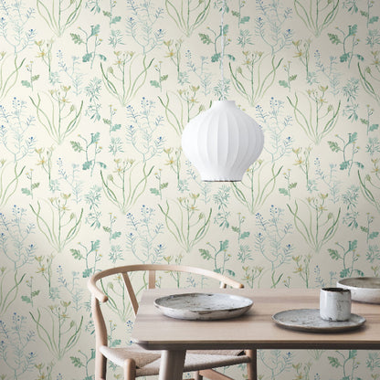 Alpine Botanical Wallpaper- Blue