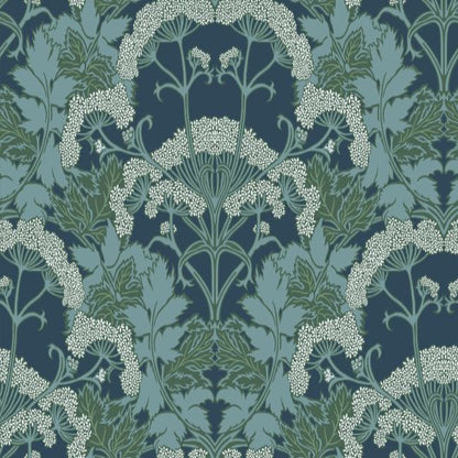 Yarrow Nouveau Wallpaper- Blue Mix/Green