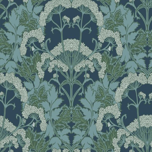 Yarrow Nouveau Wallpaper- Blue Mix/Green