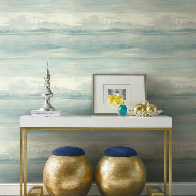 Soothing Mists Scenic Premium Peel and Stick Wallpaper (Blue)