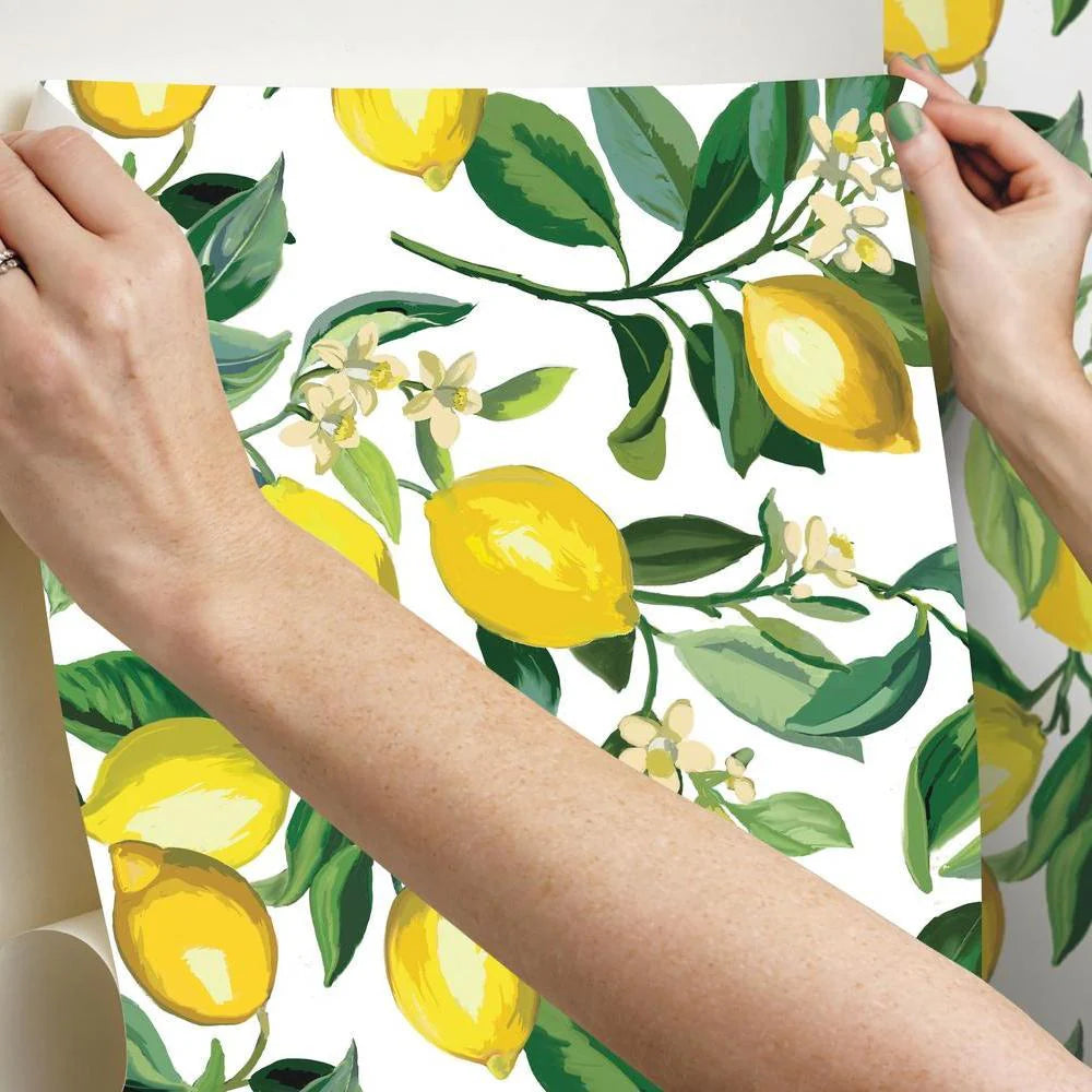 Lemon Zest Peel and Stick Wallpaper (white)