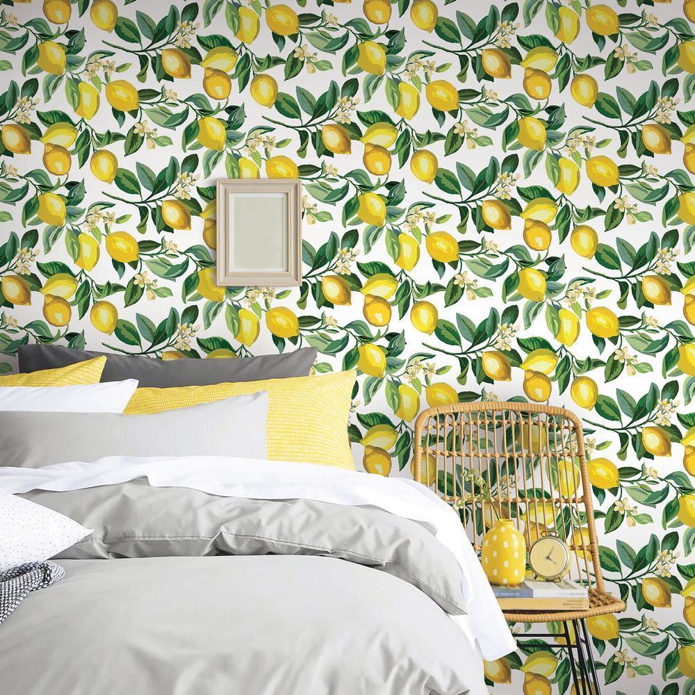 Lemon Zest Peel and Stick Wallpaper (white)