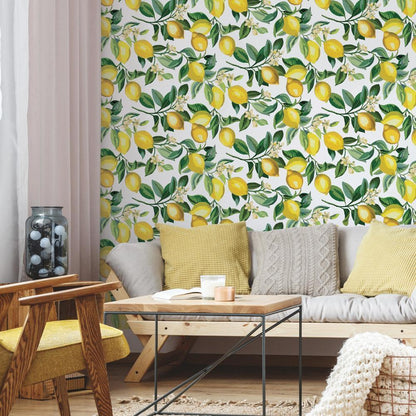Lemon Zest Peel and Stick Wallpaper (white)