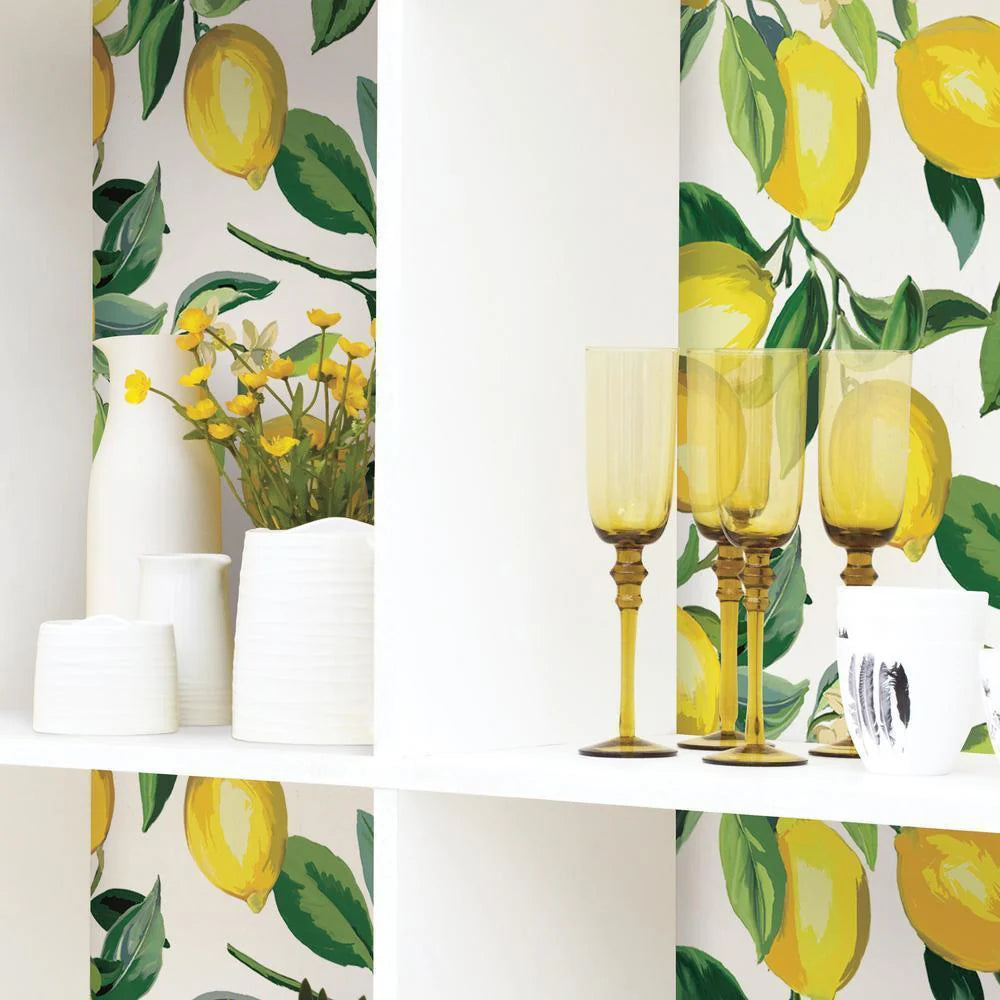 Lemon Zest Peel and Stick Wallpaper (white)