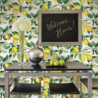 Lemon Zest Peel and Stick Wallpaper (white)