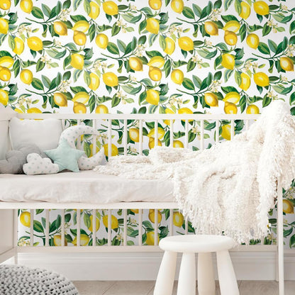 Lemon Zest Peel and Stick Wallpaper (white)