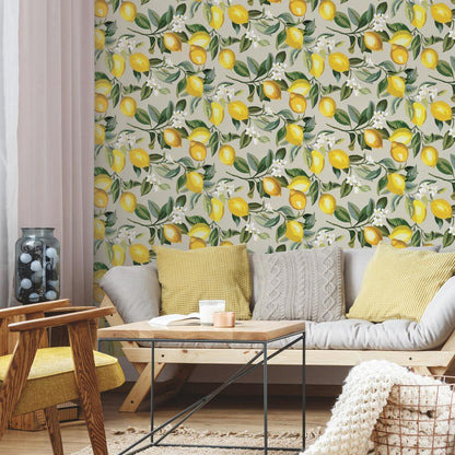 Lemon Zest Peel and Stick Wallpaper (Beige)